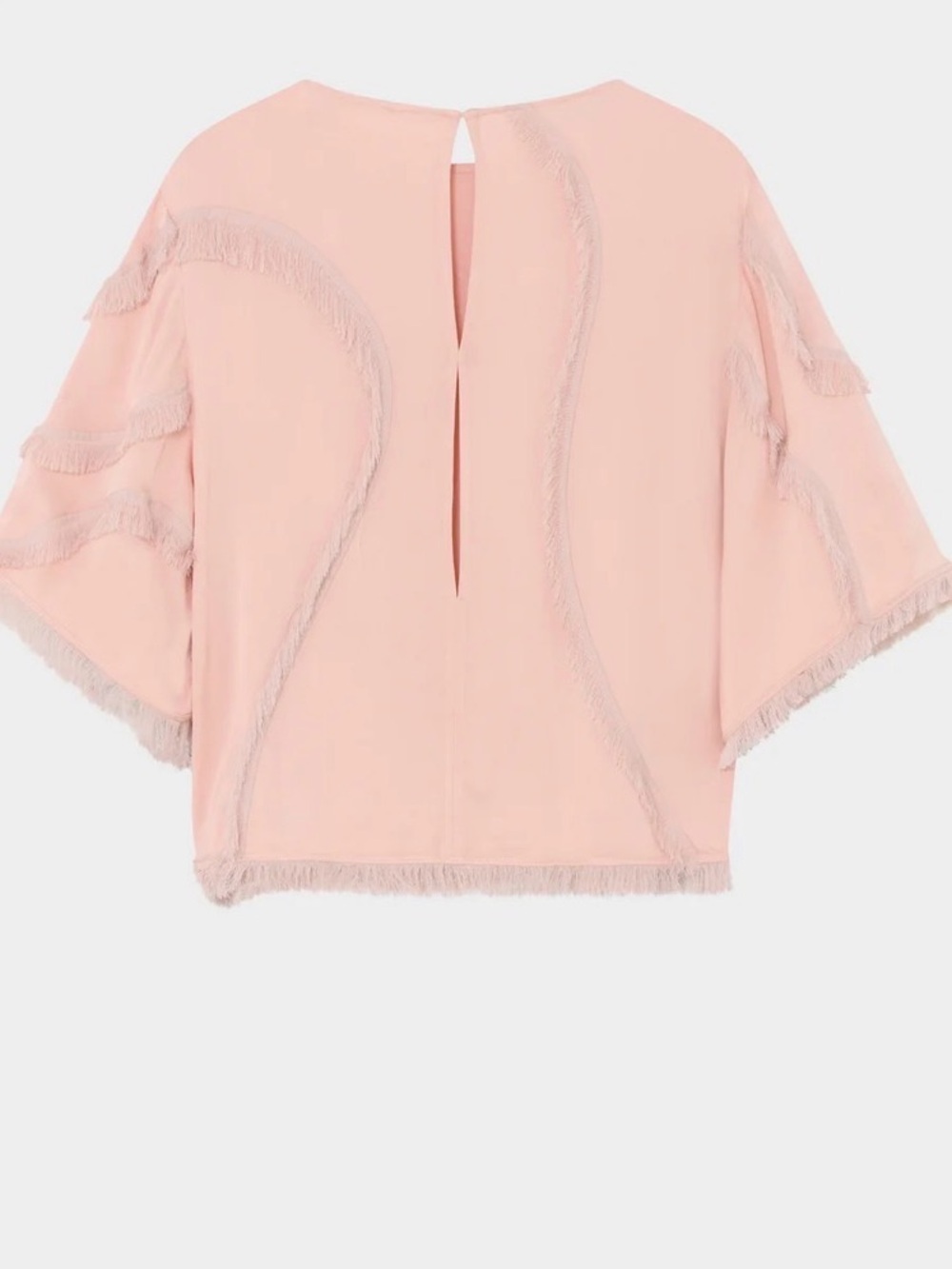 DAY Women's Pale Pink Fringe-Trim Relaxed Blouse size US 10 NWT - Picture 5 of 6